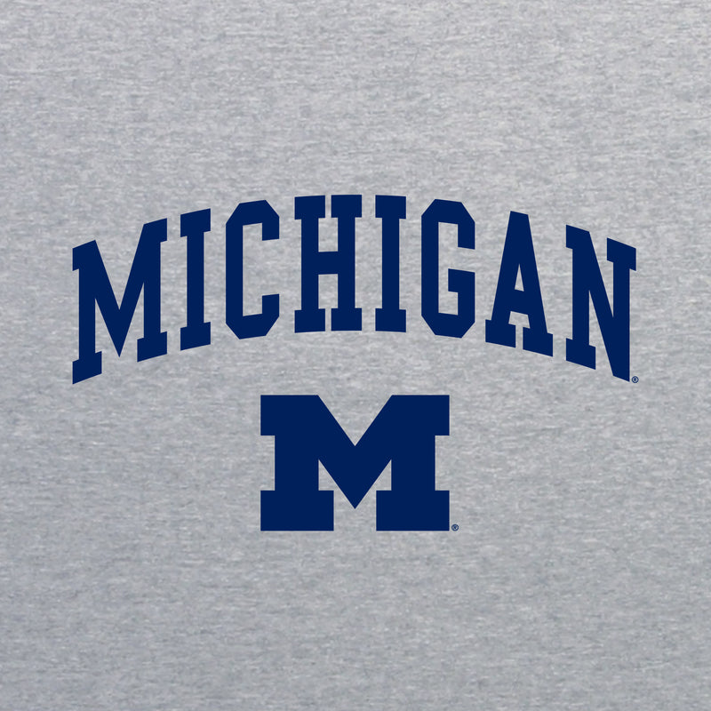 Michigan Wolverines Arch Logo Crewneck Sweatshirt - Sport Grey