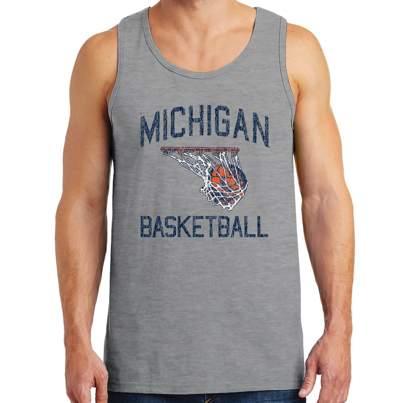University of Michigan Wolverines Retro Faded Basketball Tank Top - Sport Grey