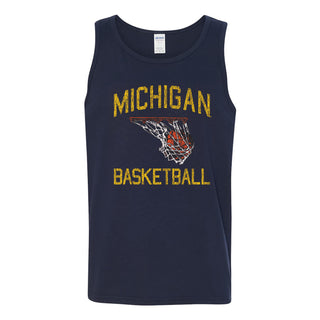 University of Michigan Wolverines Retro Faded Basketball Tank Top - Navy