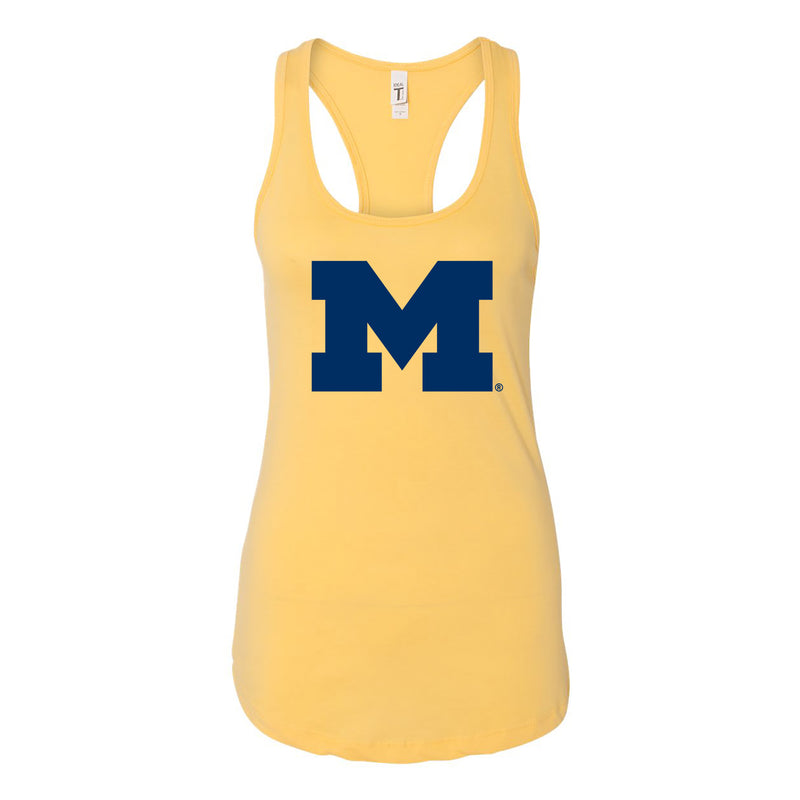 University of Michigan Wolverine's Primary Logo Womens Racerback Tank - Banana Cream