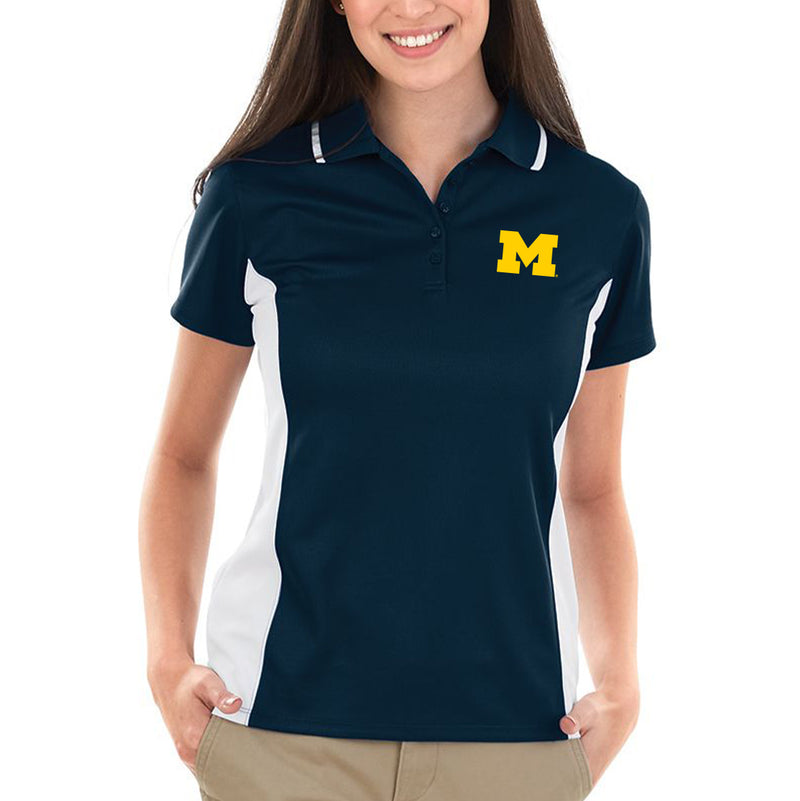 Michigan Wolverines Primary Logo Color Blocked Wicking Polo - Navy/White