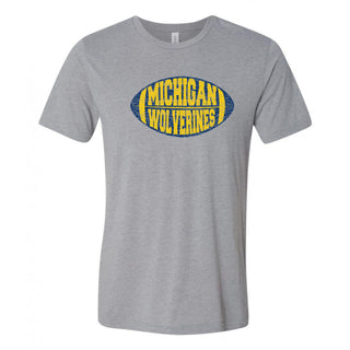 Michigan Faded Block Football Canvas Triblend T Shirt - Athletic Grey Triblend