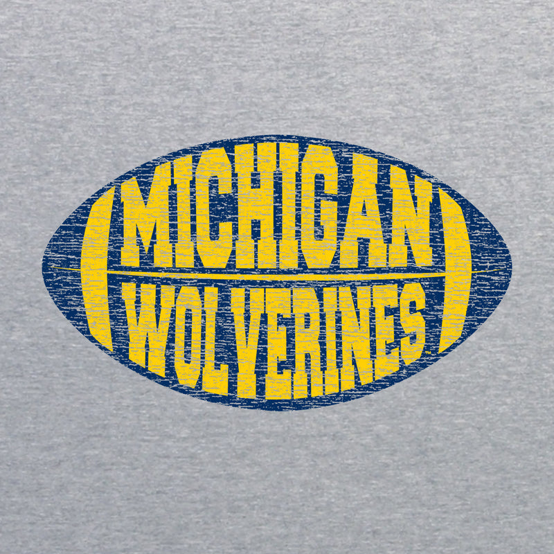 Michigan Faded Block Football Canvas Triblend T Shirt - Athletic Grey Triblend