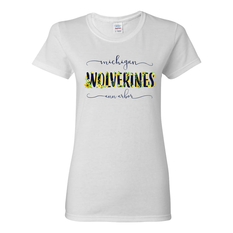 Michigan Wolverines Floral Womens T Shirt - White