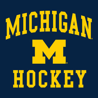 Arch Logo Hockey University of Michigan Basic Cotton Short Sleeve T Shirt - Navy