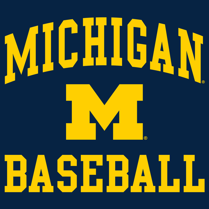 University of Michigan Wolverines Arch Logo Baseball Long Sleeve - Navy