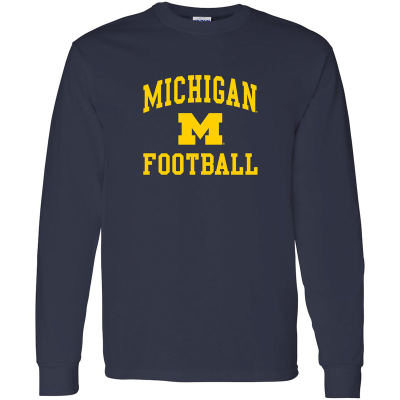 University of Michigan Wolverines Arch Logo Football Long Sleeve - Navy