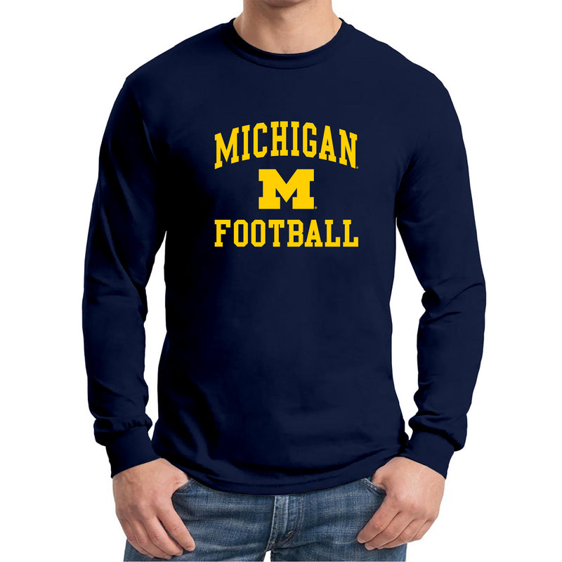 University of Michigan Wolverines Arch Logo Football Long Sleeve - Navy