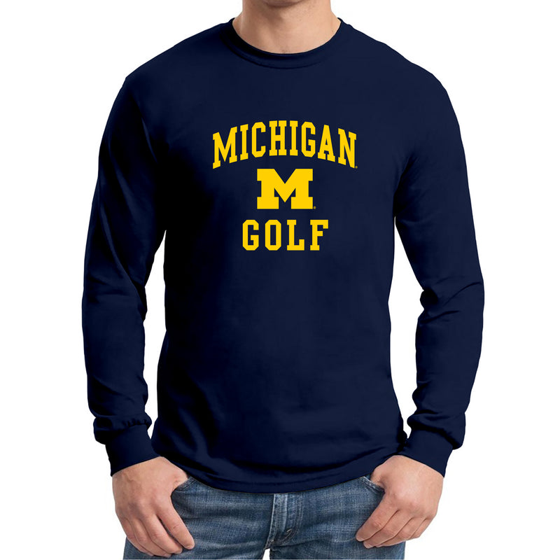 University of Michigan Wolverines Arch Logo Golf Long Sleeve - Navy