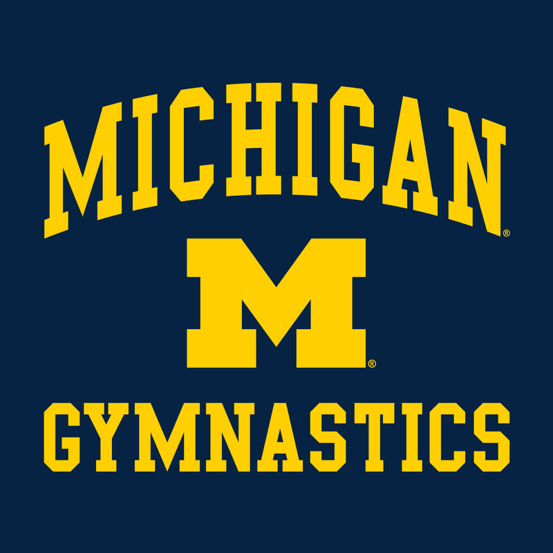 Arch Logo Gymnastics University of Michigan Basic Cotton Short Sleeve T Shirt - Navy