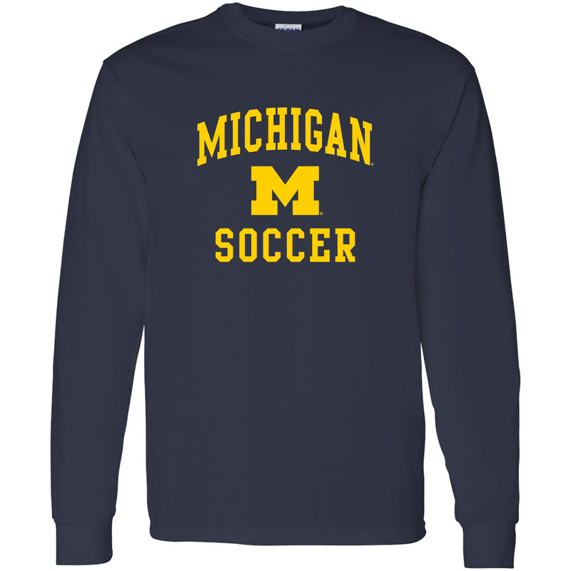 University of Michigan Wolverines Arch Logo Soccer Long Sleeve - Navy