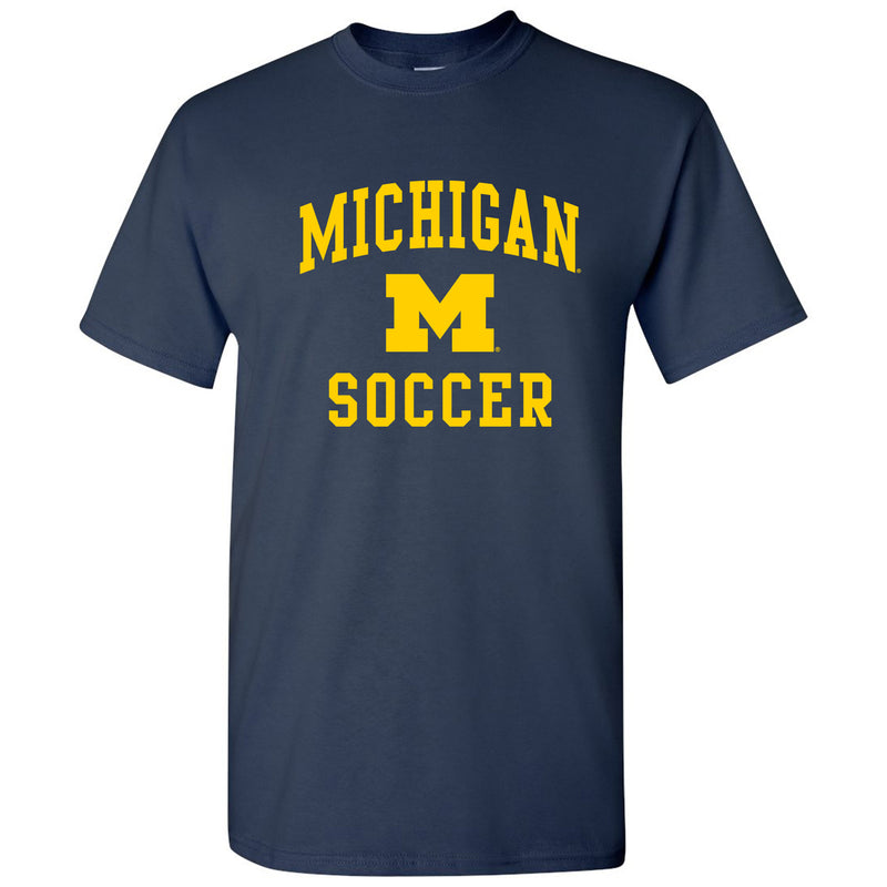 Arch Logo Soccer University of Michigan Basic Cotton Short Sleeve T Shirt - Navy