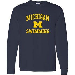 University of Michigan Wolverines Arch Logo Swimming Long Sleeve - Navy