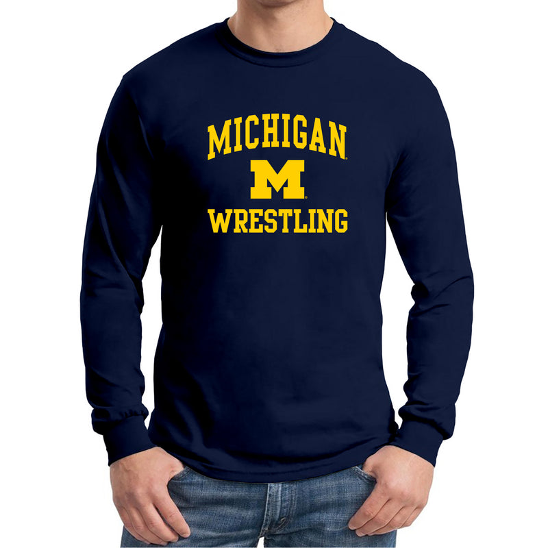 University of Michigan Wolverines Arch Logo Wrestling Long Sleeve - Navy