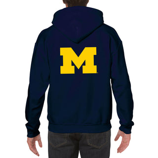 Front Back Print University of Michigan Heavy Blend Hoodie - Navy