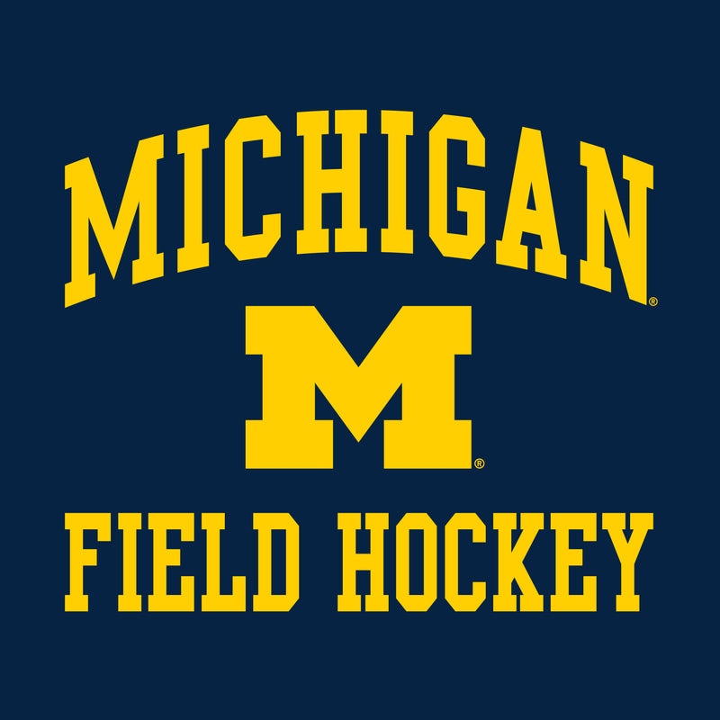 Arch Logo Field Hockey University of Michigan Basic Cotton Short Sleeve T Shirt - Navy