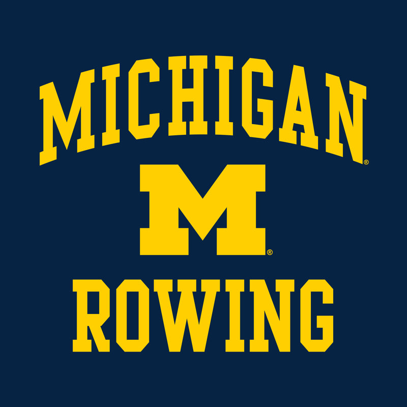 Arch Logo Rowing University of Michigan Basic Cotton Short Sleeve T Shirt - Navy
