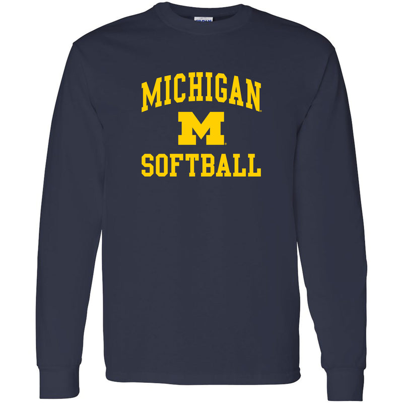 University of Michigan Wolverines Arch Logo Softball Long Sleeve - Navy