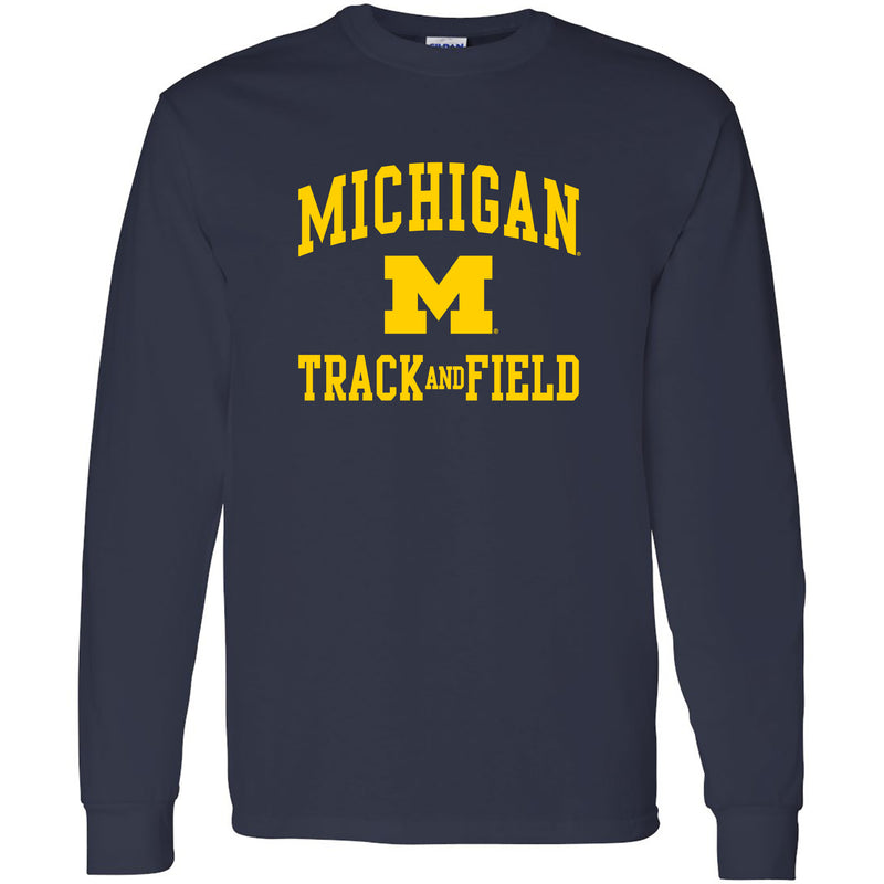 University of Michigan Wolverines Arch Logo Track & Field Long Sleeve - Navy
