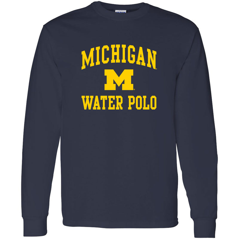 University of Michigan Wolverines Arch Logo Water Polo Long Sleeve - Navy