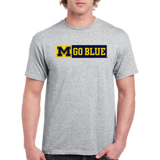 University of Michigan Wolverines Secondary Wordmark Go Blue Basic Cotton Short Sleeve T Shirt - Sport Grey