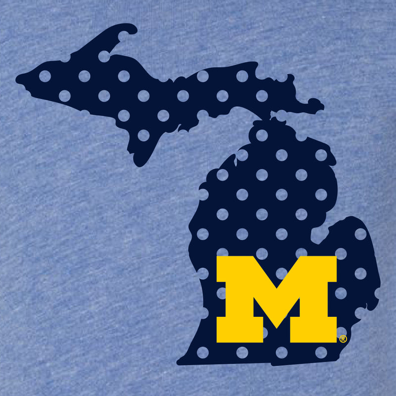 Michigan Polka Dot State Infant T-shirt - Blue Triblend