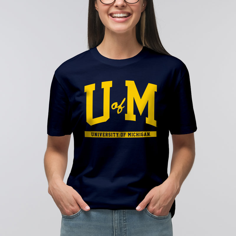 University of Michigan Wolverines Initial Arch T-Shirt - Navy