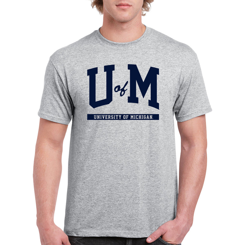 University of Michigan Wolverines Initial Arch T-Shirt - Sport Grey