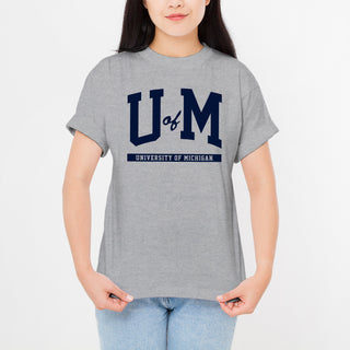 University of Michigan Wolverines Initial Arch T-Shirt - Sport Grey