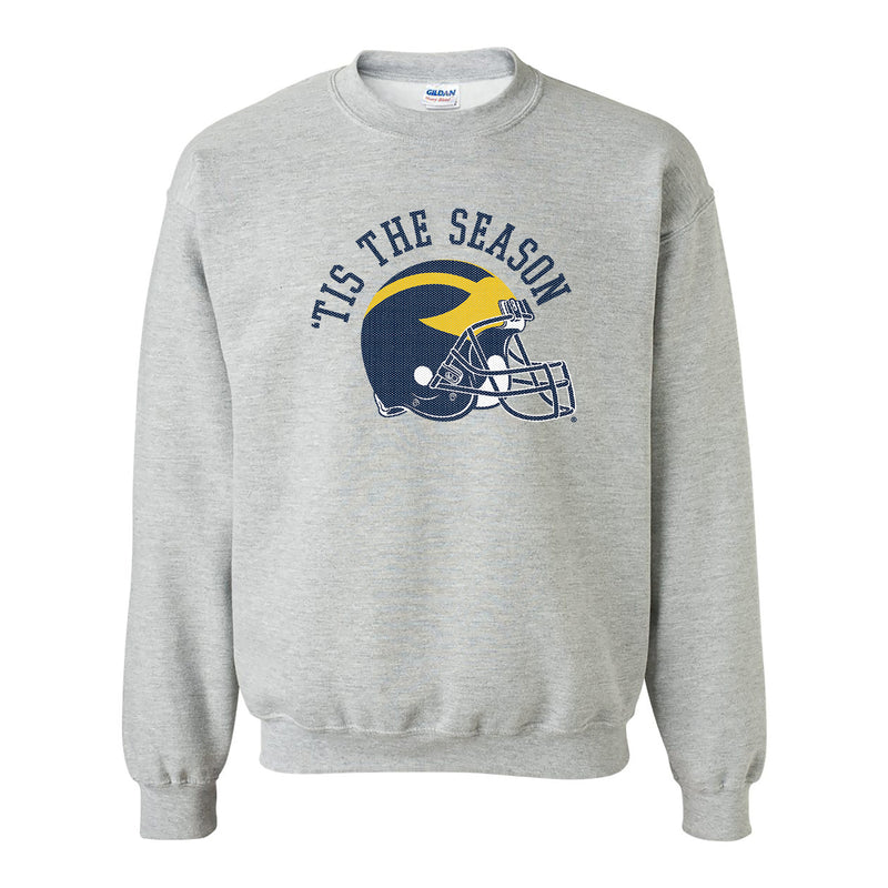 University of Michigan Wolverines Tis The Season Basic Cotton Crewneck Sweatshirt - Sport Grey