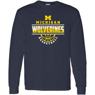 Michigan Basketball Peak Basic Cotton Long Sleeve T Shirt - Navy