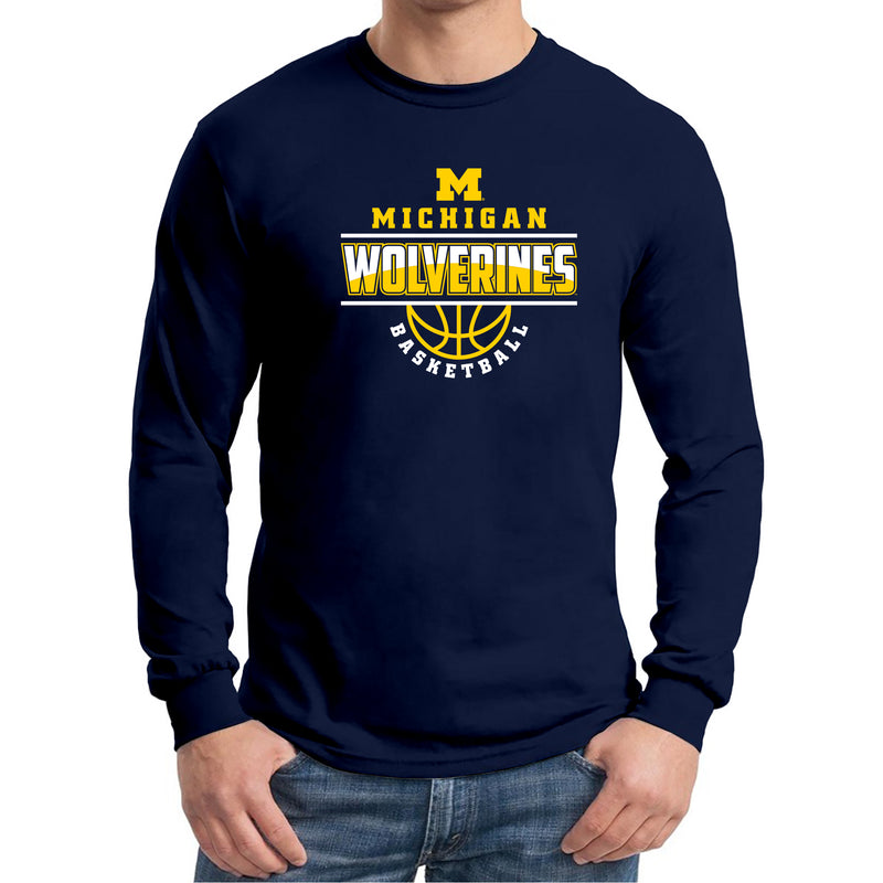 Michigan Basketball Peak Basic Cotton Long Sleeve T Shirt - Navy