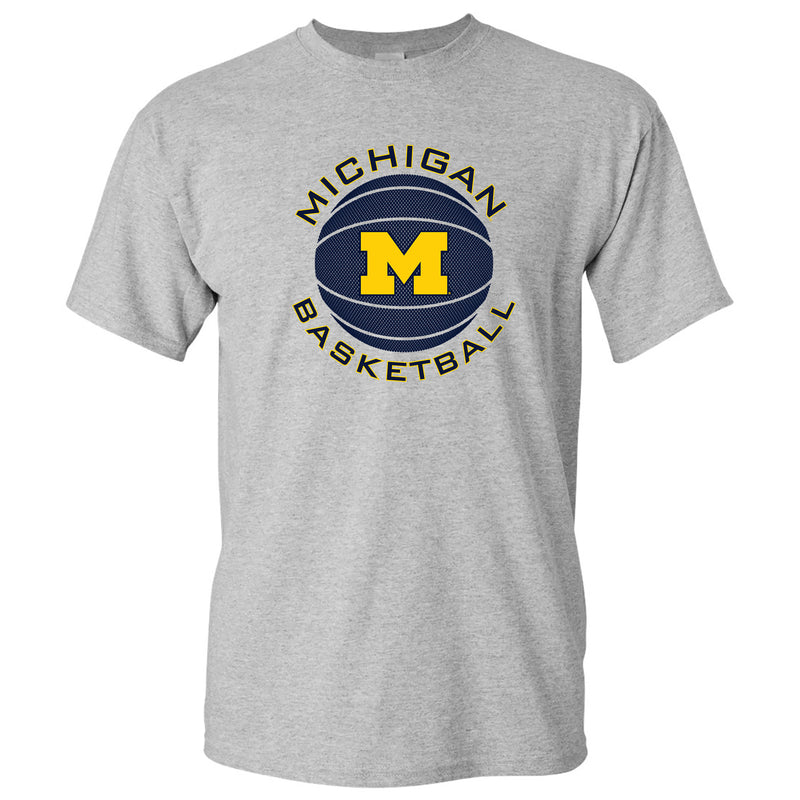 Michigan Basketball Circle Logo Basic Cotton Short Sleeve T Shirt - Sport Grey