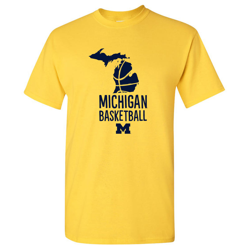 Basketball Brush State University of Michigan Basic Cotton Short Sleeve T Shirt - Maize