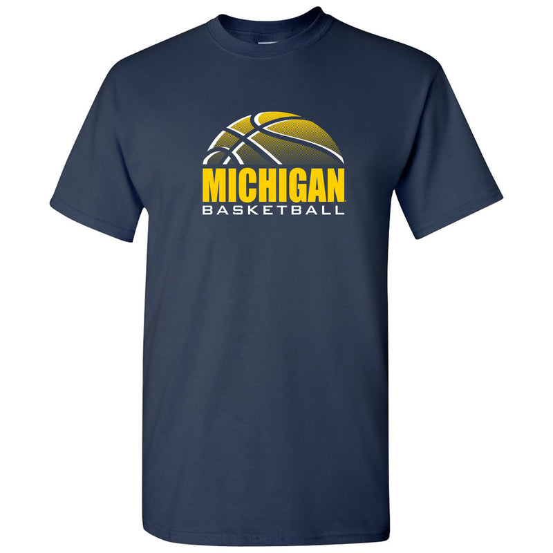 Basketball Shadow University of Michigan Basic Cotton Short Sleeve T Shirt - Navy