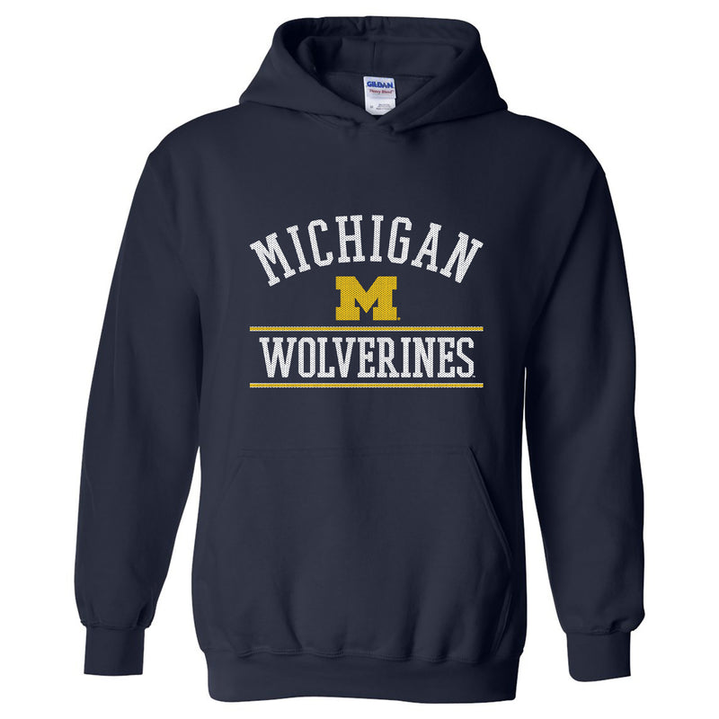 Mesh Arch University of Michigan Basic Cotton Hooded Sweatshirt - Navy
