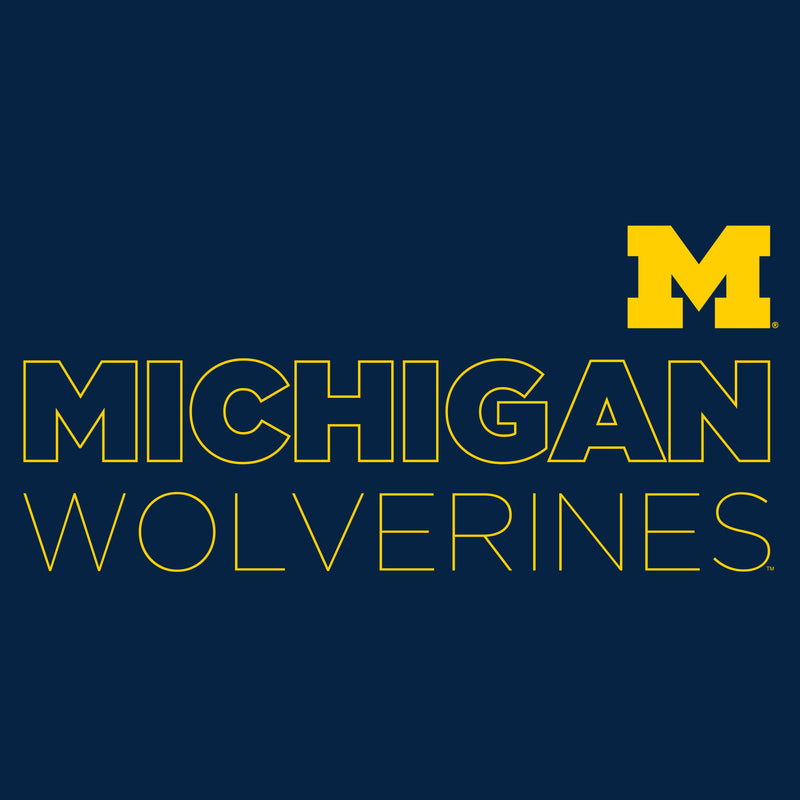 Modern Outline University of Michigan Heavy Blend Hooded Sweatshirt - Navy
