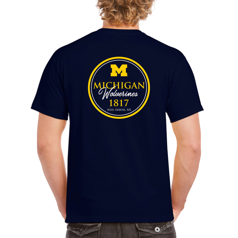 Classic Circle University of Michigan Classic Circle Basic Cotton Short Sleeve T Shirt - Navy