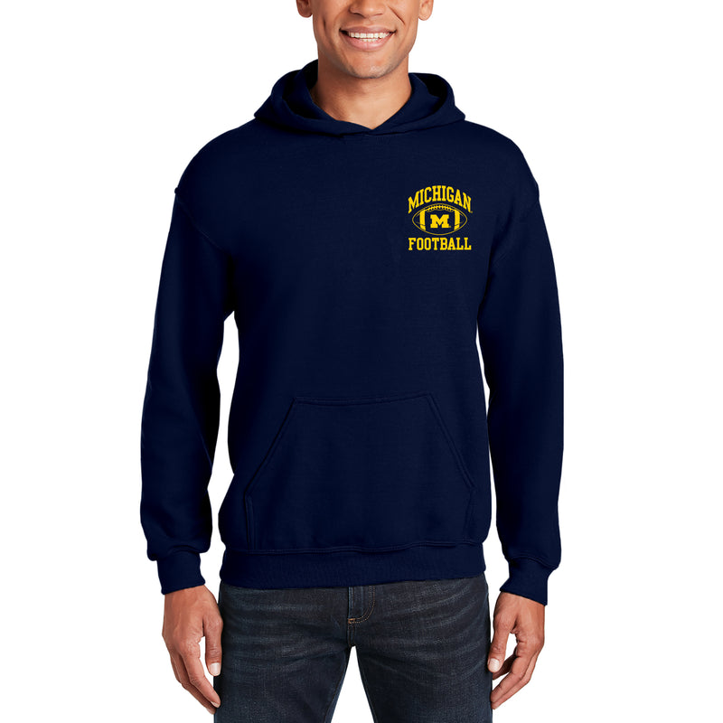 Classic Football Arch Left Chest University of Michigan Hoodie - Navy