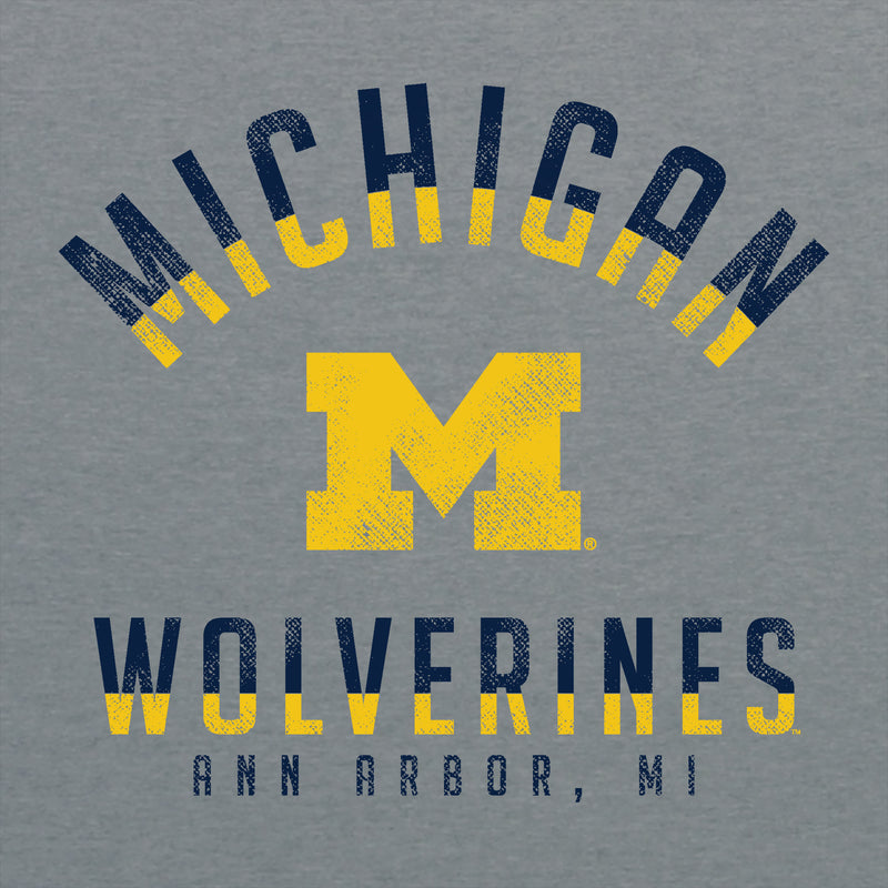Division Arch University of Michigan Canvas Triblend Short Sleeve T Shirt - Athletic Grey