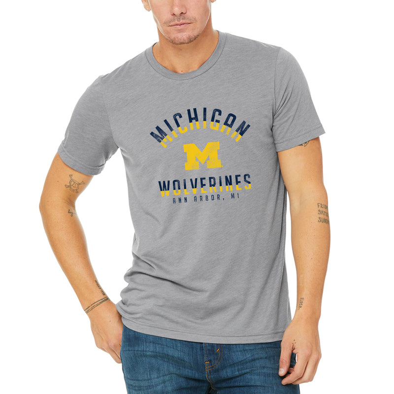 Division Arch University of Michigan Canvas Triblend Short Sleeve T Shirt - Athletic Grey