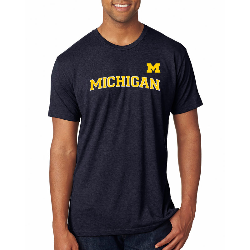 Baseball Jersey Print University of Michigan Next Level Triblend Short Sleeve T Shirt - Vintage Navy