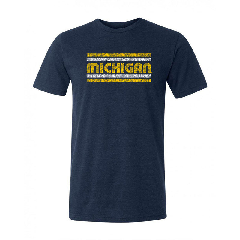 Michigan Retro Underline Canvas T-Shirt - Navy Triblend