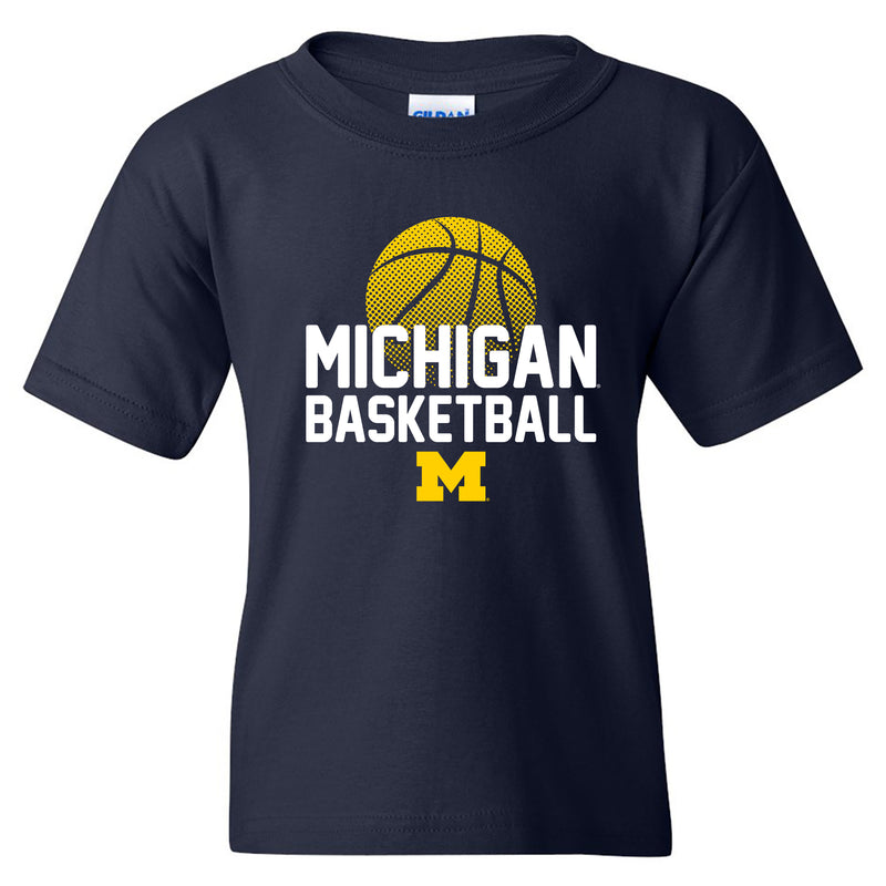 Basketball Flux Michigan Basic Cotton Youth Short Sleeve T Shirt - Navy