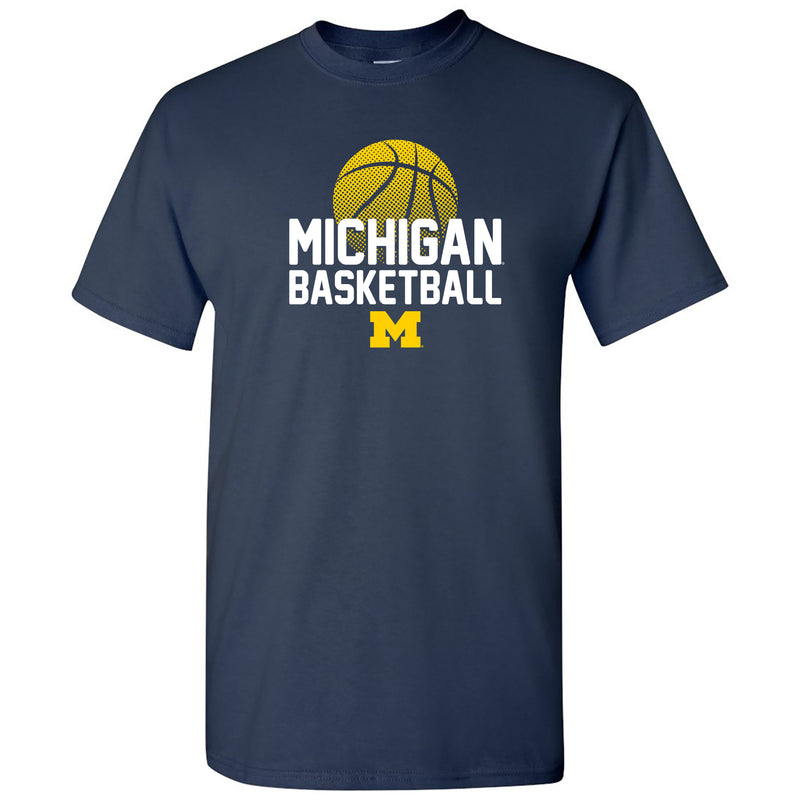 Basketball Flux Michigan Basic Cotton Short Sleeve T Shirt - Navy