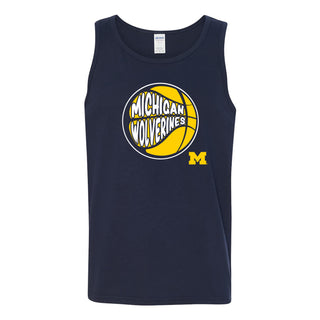 University of Michigan Wolverines Street Basketball Heavy Cotton Tank Top - Navy