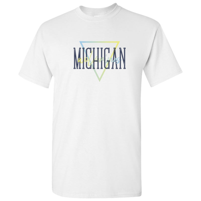 University of Michigan Wolverines Gradient Triangle Basic Cotton Short Sleeve T Shirt - White
