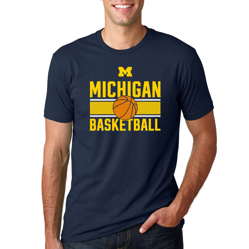 Michigan Wolverines Basketball Mesh NLA Short Sleeve T Shirt - Midnight Navy
