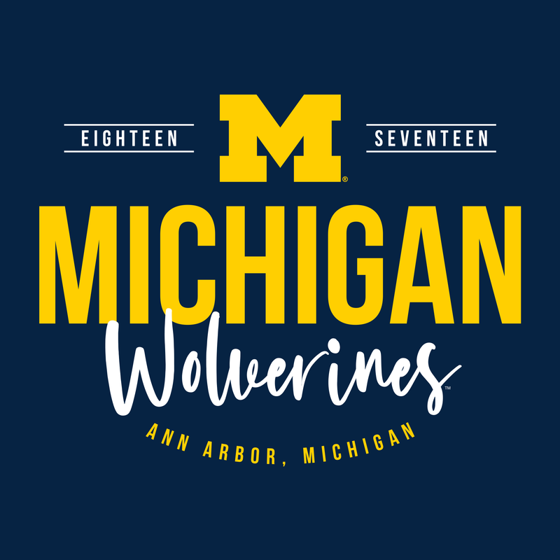 University of Michigan Wolverines Harbor Script Canvas Short Sleeve Triblend T-Shirt - Solid Navy Triblend