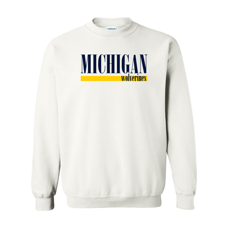 University of Michigan Wolverines Boldline Basic Cotton Crewneck Sweatshirt - White